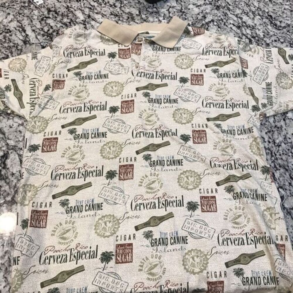 Big Dog Classic  Tan Polo Shirt Size XL Poocha Rico , Pasta Dog, Grand Canine‎